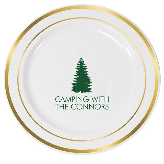 Pine Tree Premium Banded Plastic Plates